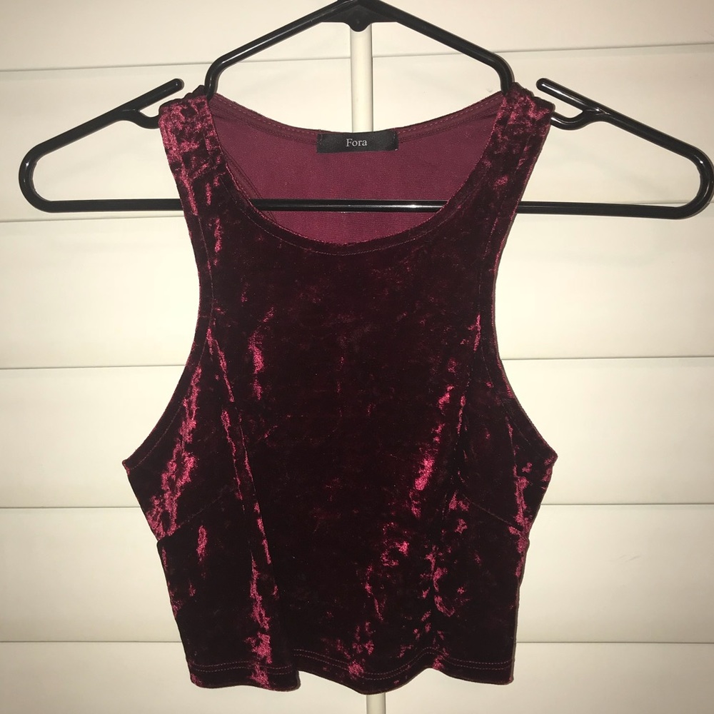Crushed red velvet crop top